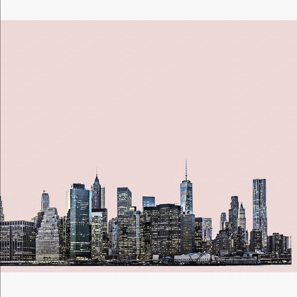 REDBUBBLE New York City Skyline Pink Tapestry